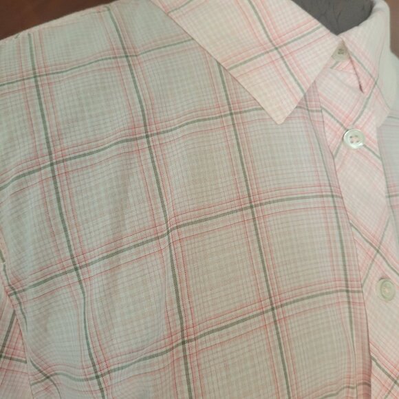 Talbots Pink Plaid Button-Down Shirt Size XLP Cotton/Polyester Womens - Picture 2 of 4